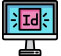 icon of computer screen with letter id in a pink box