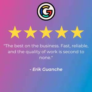 erik guanche's 5 star google review for adimations, inc