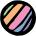 A spherical logo with colorful, wave-like stripes in pastel colors: green, orange, pink, dark blue, and light purple. The stripes are layered diagonally across the sphere.
